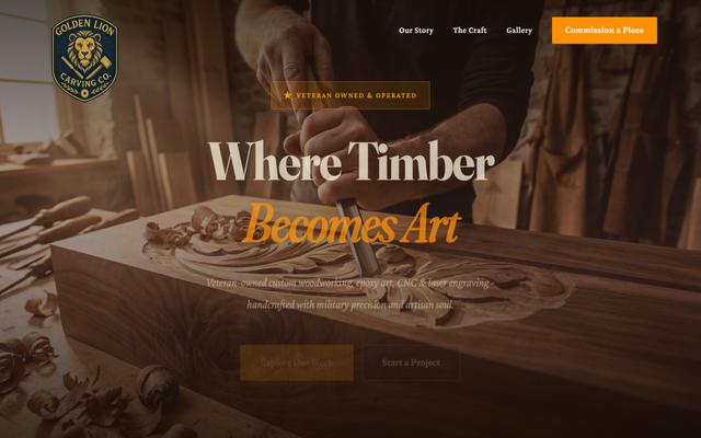 Golden Lion Carving Co. website screenshot